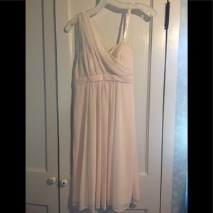 One shoulder pink cocktail dress